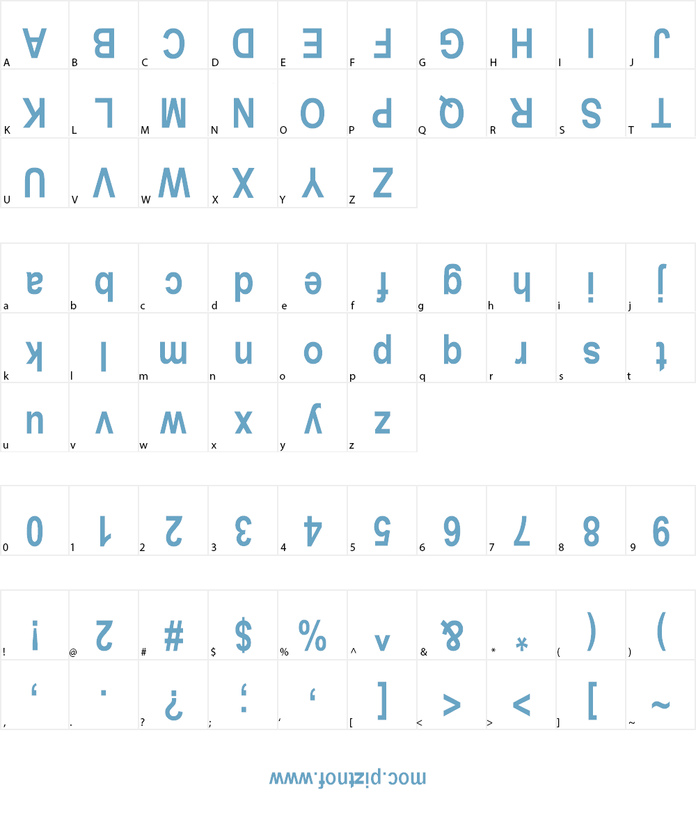 Upside Down Sans Serif Narrow Font Character